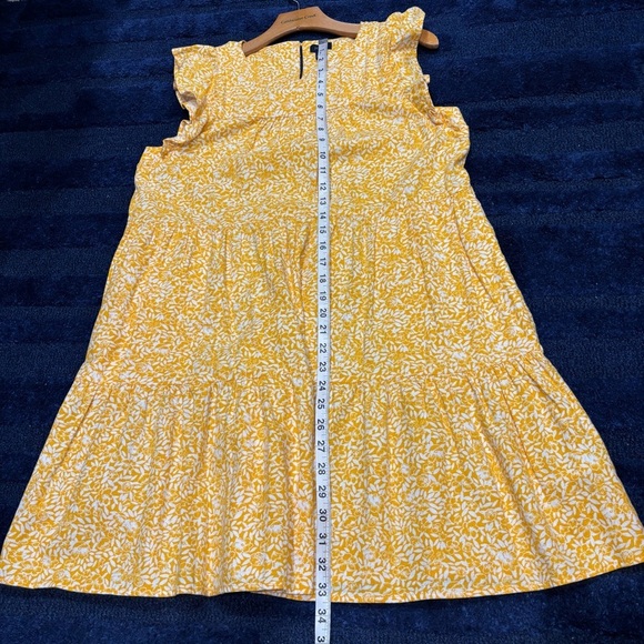 J. Crew Factory Linen Blend Printed Tiered Dress  Yellow Floral size 10 - Picture 10 of 12
